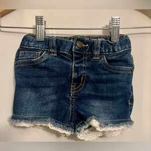 Cat & Jack 3T Blue Denim Shorts with Lace Trim VGUC